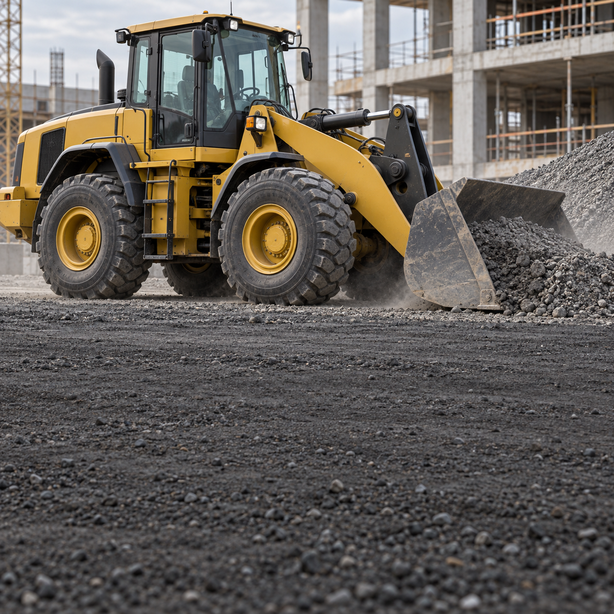 Wheel loader at a construction site